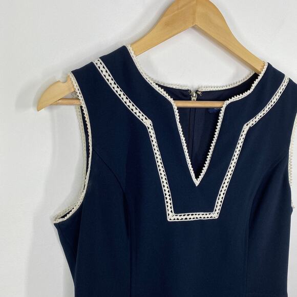 Tommy Hilfiger Navy Blue Split V-Neck Sleeveless Dress Women's Size 8 - Picture 4 of 6